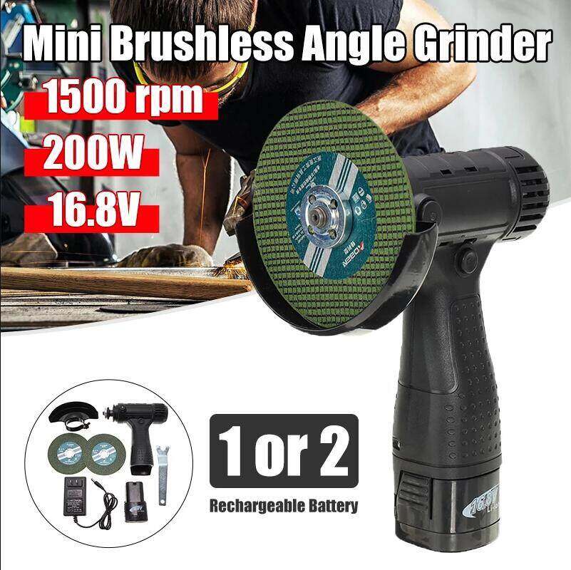 Máy Xay Góc Không Dây Mini 16.8V 200W Máy Đánh Bóng Không Chổi Than Thiết Bị Cắt Cỡ Nhỏ Có Thể Sạc Lại Dụng Cụ Điện Chế Biến Gỗ Công Cụ Điện Máy Đánh Bóng Với 1/ 2 Cục Pin
