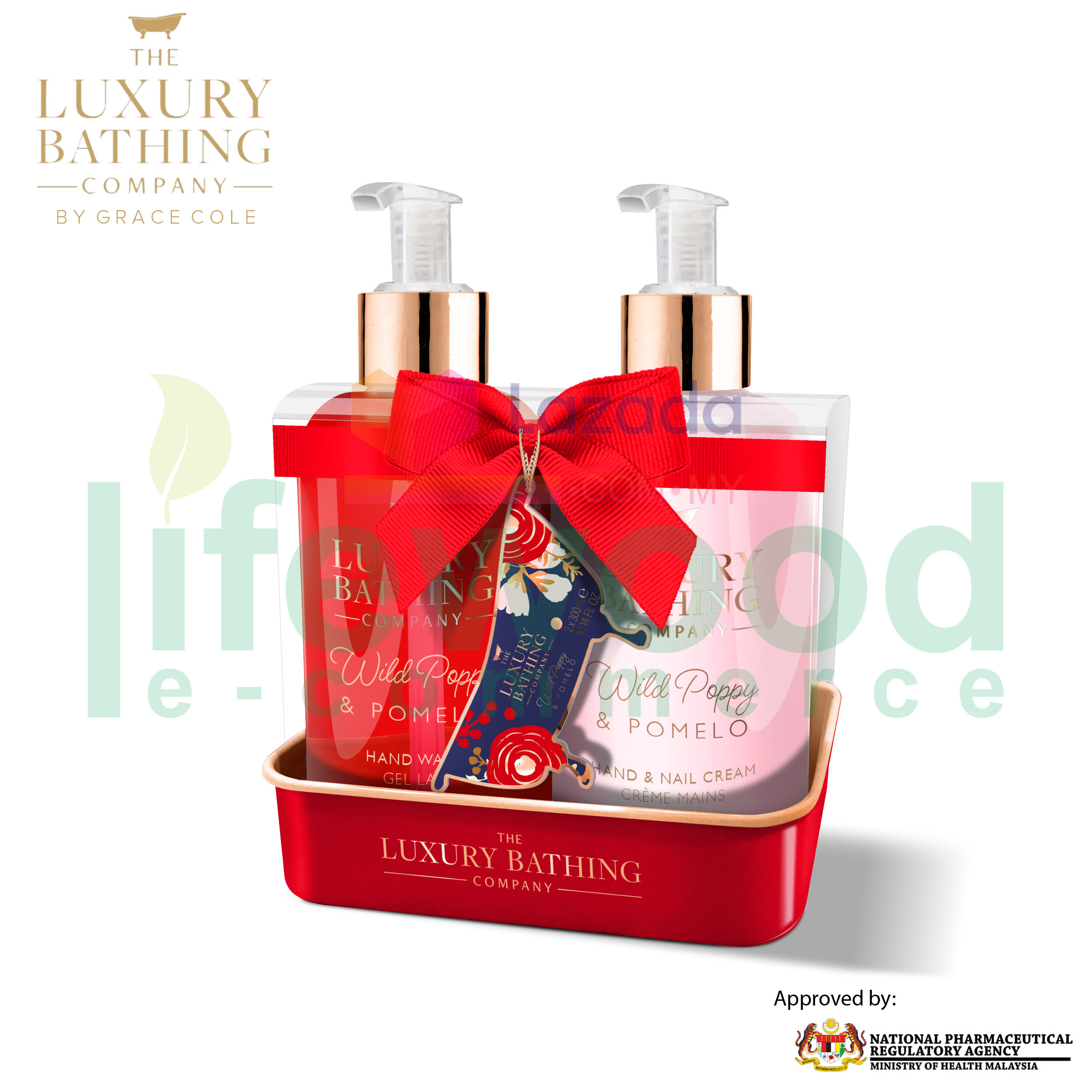 Gambar THE LUXURY BATHING COMPANY Admiration Reusable tin caddy with 300ml Hand Wash and 300ml Hand   Nail Cream