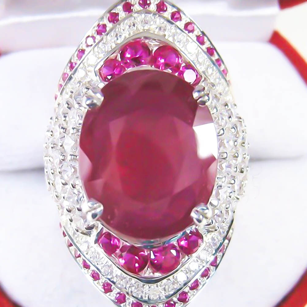 Gorgeous Oval Cut Ruby Women 925 Silver Jewelry Wedding Ring Size 6-10