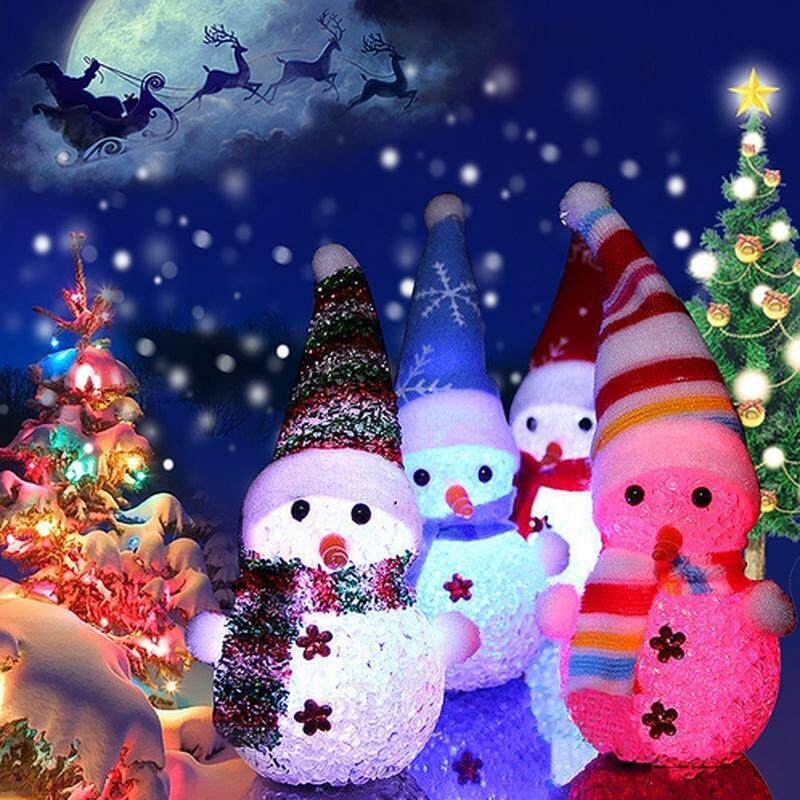LED Christmas Night Light Ornament Tree Snowman Colorful Decor a Acrylic R8Y0