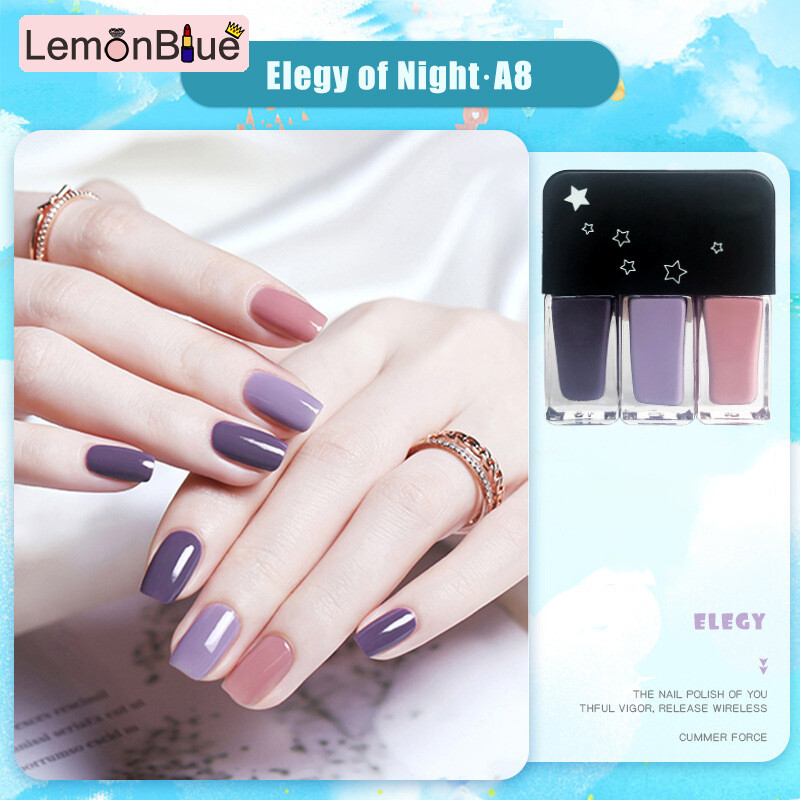 Gambar LemonBlue three in one DIY baking free micro glue nail polish set