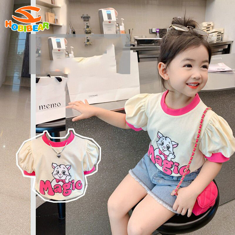 HOBIBEAR New children's short-sleeved T-shirt Stylish cartoon short sleeves western-style top baby's all-match bottoming shirt ราคา 137 บาท*ส่งฟรี