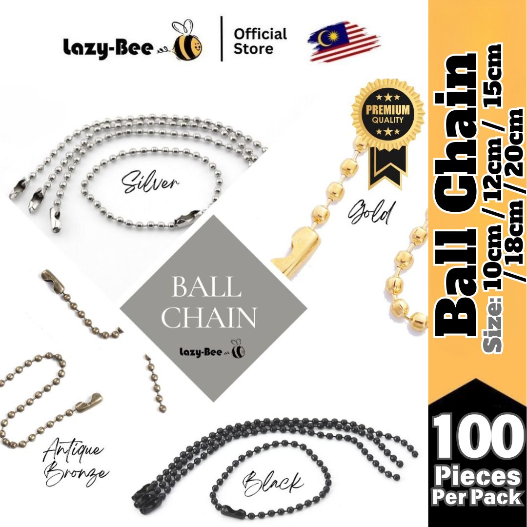 Gold Bead Ball Chain Metal Golden Key Ring Chains - 4 Inch Key Rings ...