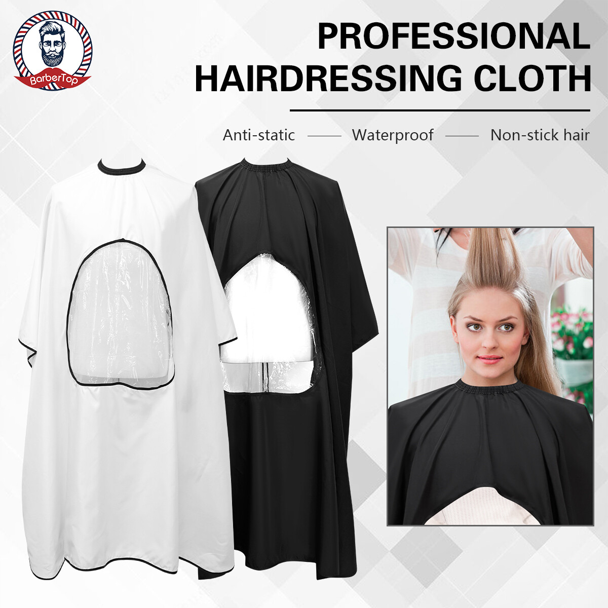 Barbertop Barber salon làm tóc Áo choàng cắt tóc Pro thợ làm tóc vải áo choàng tiệm hớt tóc Tạp dề không thấm nước cắt tóc áo choàng