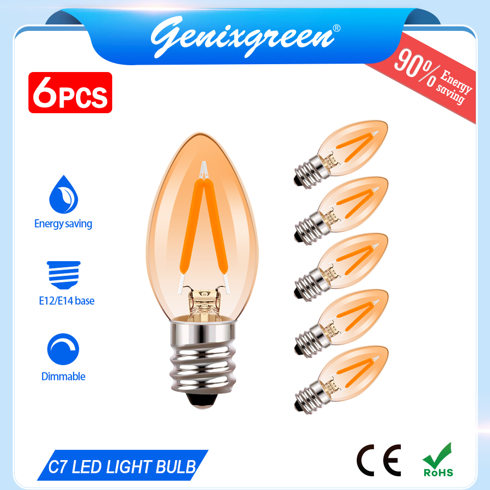 6 gói e12 e14 bóng đèn led edison 1w c7 nến nhỏ bóng đèn retro có thể thay đổi màu trắng ấm bóng đêm cho đèn chùm đèn trang trí nội thất