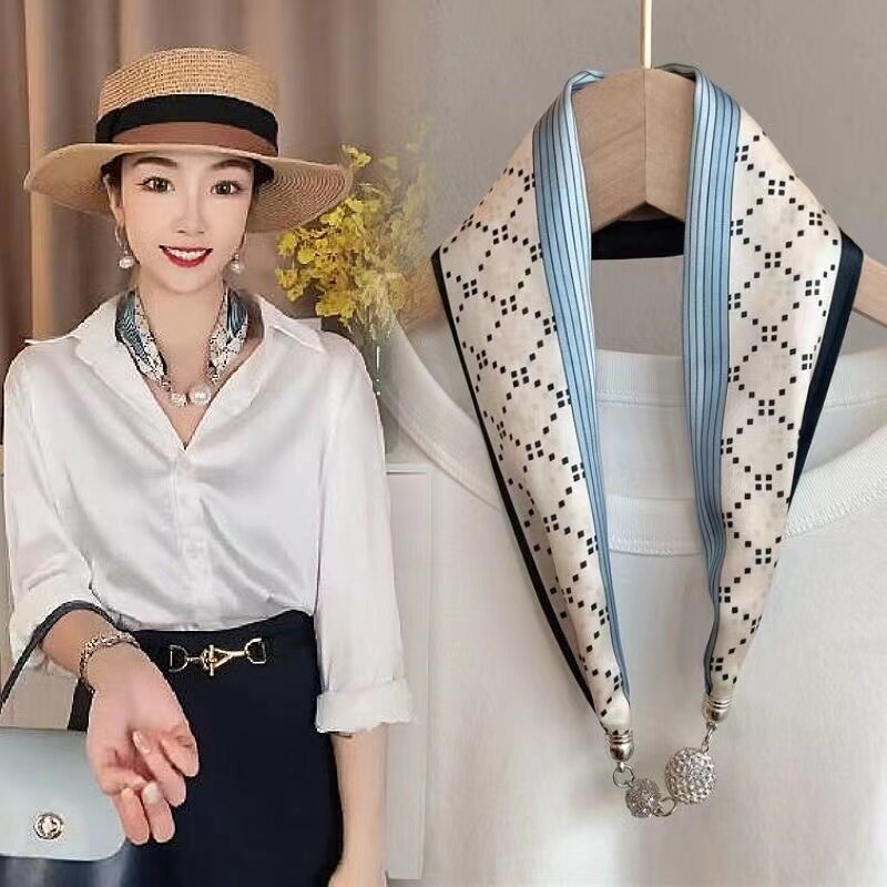 Khăn Trùm Đầu Nữ Thời Trang Mới Ra Mắt Sang Trọng Khóa Nam Châm Khăn Quàng Cổ Lụa Vòng Cổ Xương Đòn