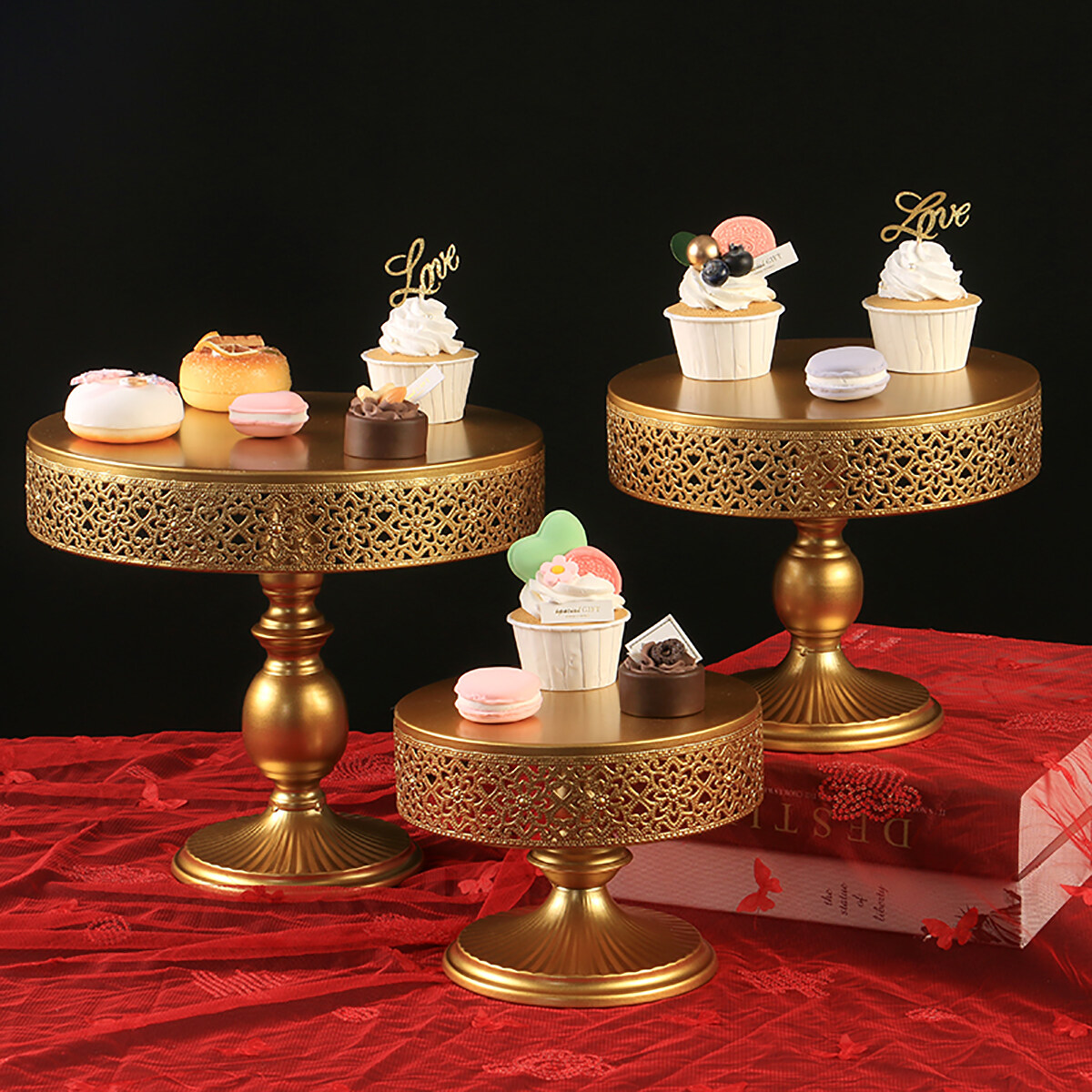 Gold Wedding Decoration Dessert Tray Cake Stand Cupcake Pan Party Supply 12PCS 