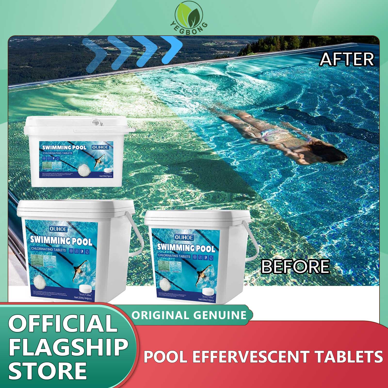 Yegbong Swimming Pool Chlorine Tablets Effervescent Pills Floating Pool Dispenser Pipes Cleaning Outdoor Multi Function Pool Cleaner Multifunctional Effervescent Cleaning Tablet For Swimming Pool Chlorination Tablet For Small Fruit Pool Float Large ราคา 2,512 บาท*ส่งฟรี