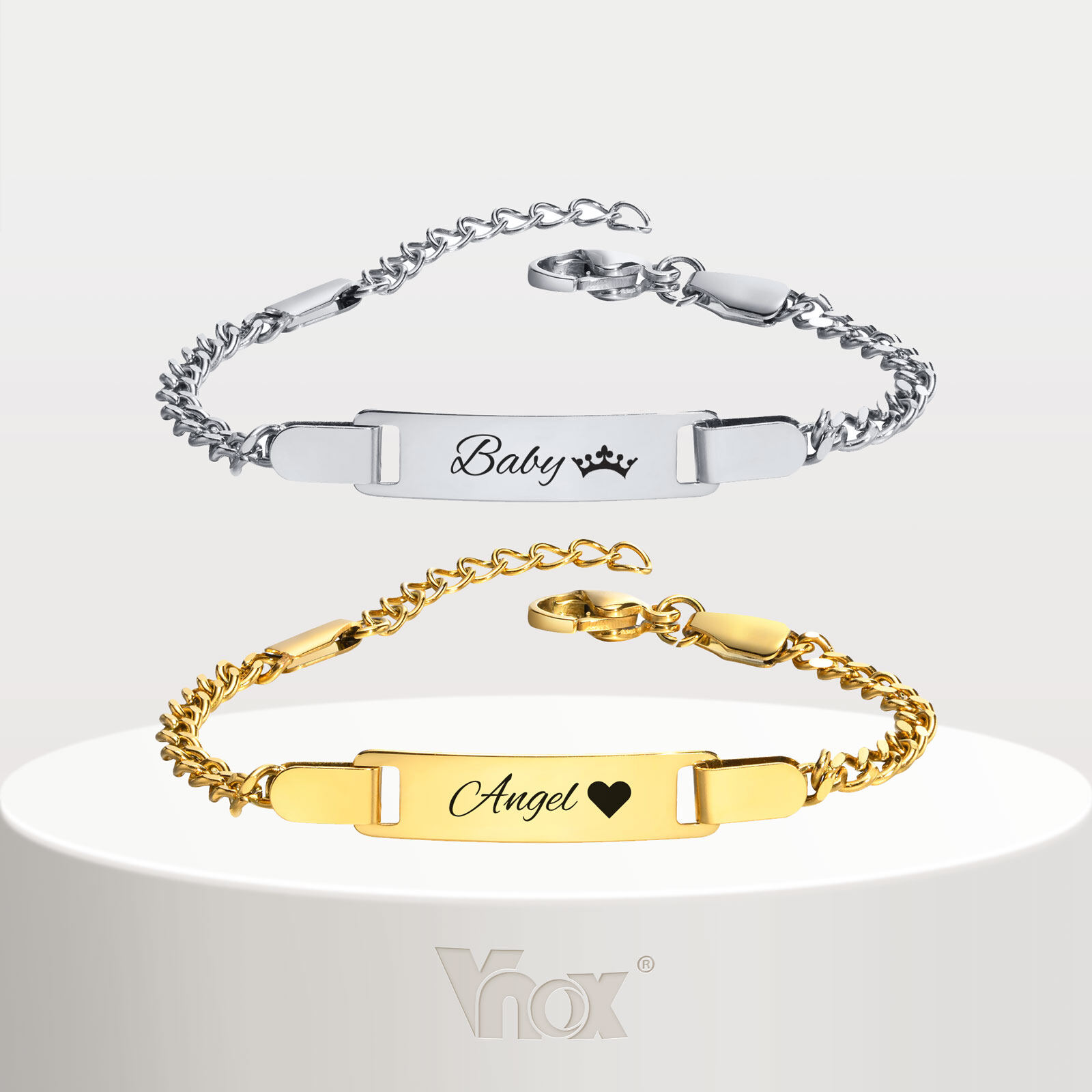 Vnox Vòng Tay Biển Tên Trẻ Em Em Khắc Cá Tính Màu Bạc Hạt Charm Bằng Thép Không Gỉ Màu Vàng Kim Cho Trẻ Sơ Sinh Bé Trai Bé Gái Tên Tùy Chỉnh Đến Con Trai Quà Tặng Sinh Nhật