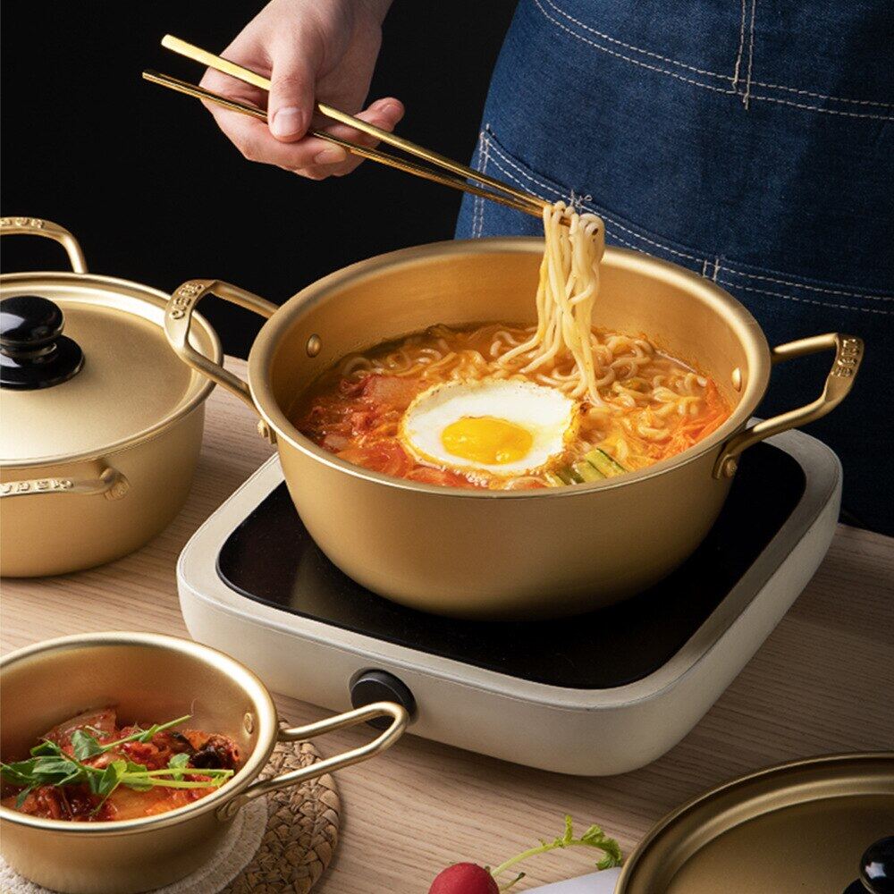 Gambar Korean Noodles Soup Pot Aluminum With Lid Noodles Milk Egg Cooking Induction Cooker Pot Breakfast Salad Bowl Kitchen Cookware
