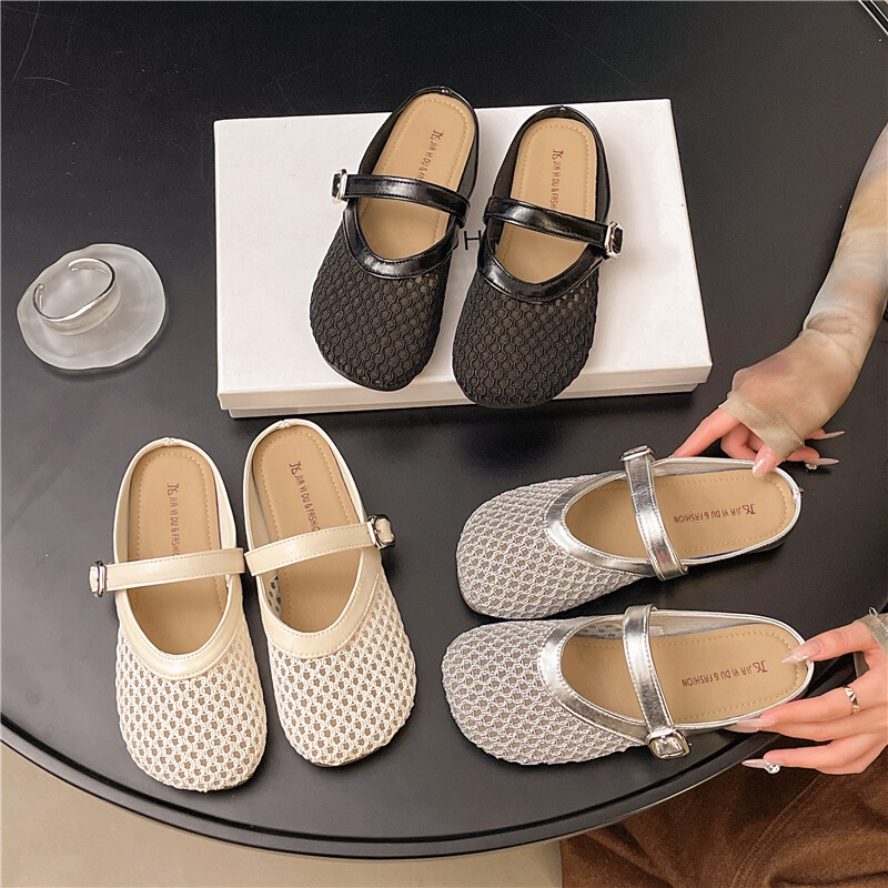 MANXIXI Women Fashion Loafers Beautiful Mesh Flat Mules Sandals (Size 35-40) ราคา 588 บาท*ส่งฟรี