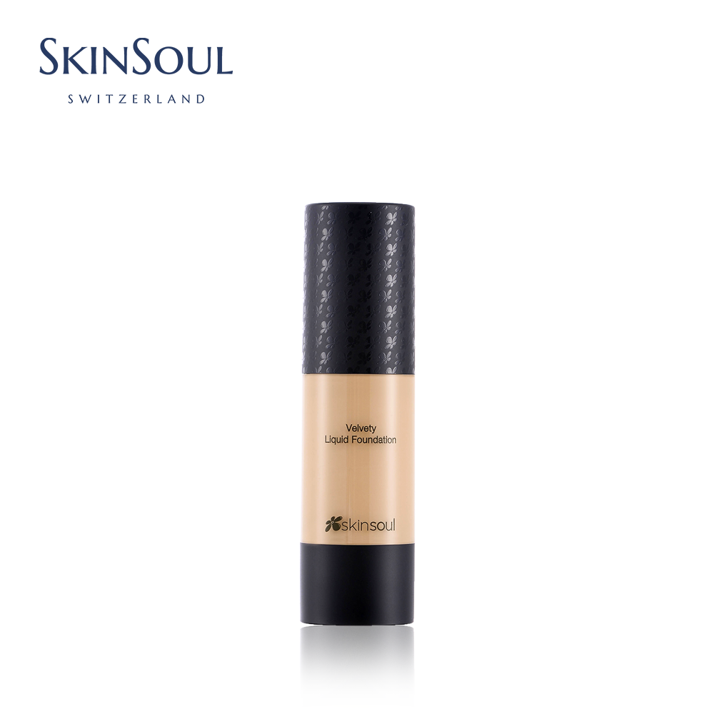 Gambar SKINSOUL VELVETY LIQUID FOUNDATION (03 VELVET BEIGE) | Long wearing | Smudge free | Medium Coverage | SPF 18