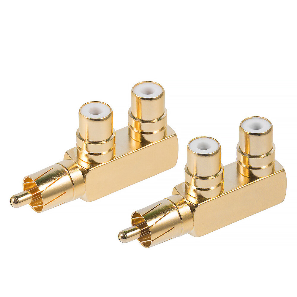 2 Chiếc Bộ Chuyển Đổi Video Âm Thanh AV Âm Thanh Hifi Copper 1 RCA Đực Sang 2 RCA Cái, Đầu Nối Chuyển Đổi Bộ Chia Phích Cắm