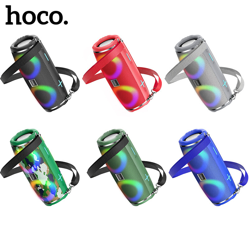 HOCO HC12 LED Colorful Lights Dual Speaker Subwoofer Portable Outdoor Sports Bluetooth Speakers with TF Card, AUX, and USB Support ราคา 899 บาท*ส่งฟรี