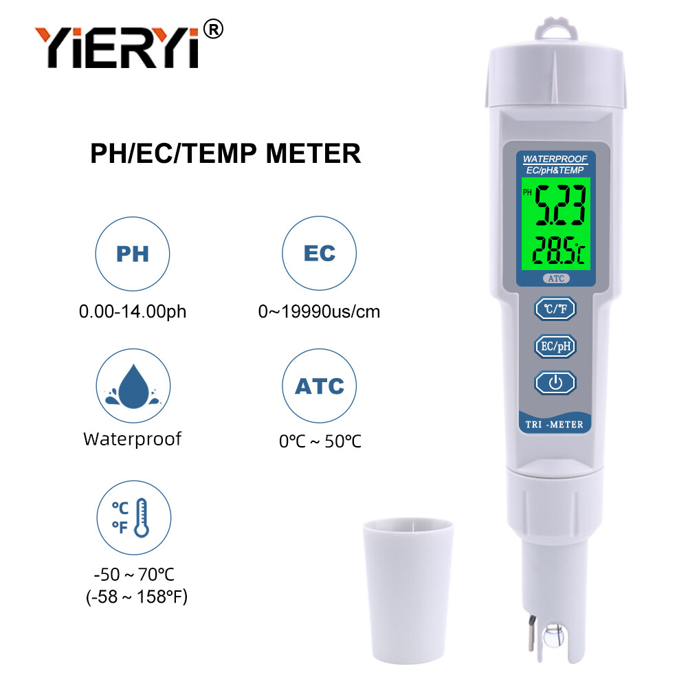 PH-983 Yieryi Máy Đo Nhiệt Độ 3 Trong 1 PH EC Máy Kiểm Tra Chất Lượng Nước Đồng Hồ Đo Độ PH EC Máy Kiểm Tra Cho Hồ Thủy Sinh Uống Nước