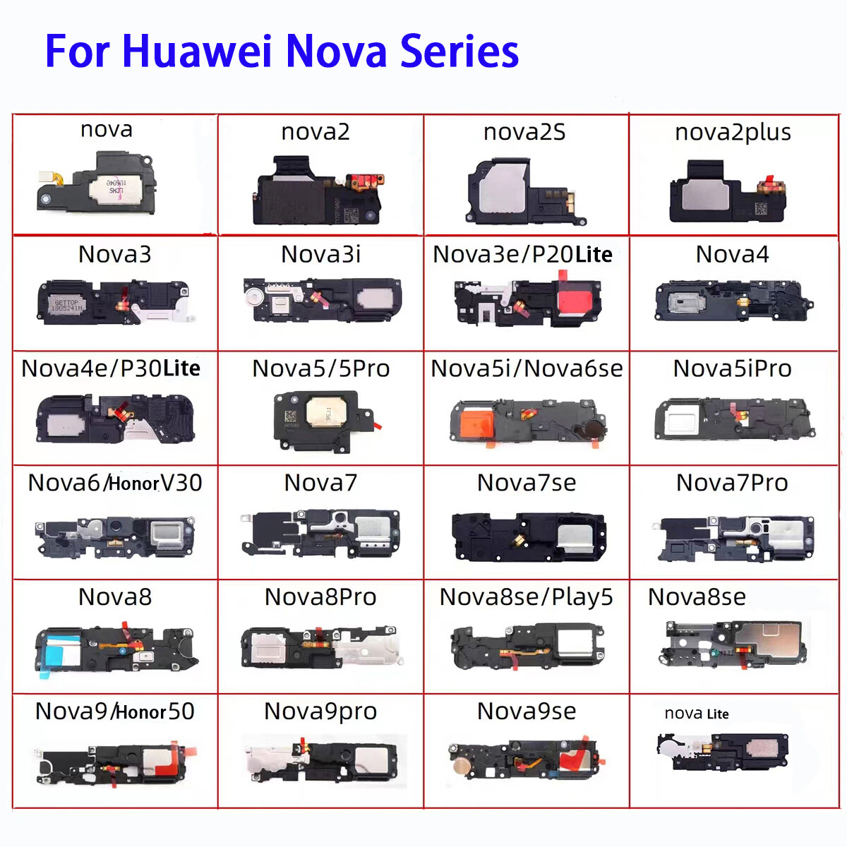 Phía sau còi báo chuông báo mô-đun loa loa ngoài flex cáp cho huawei nova 9 8 7 6 7se 5 5i 4 4e 3 3i 3e 2 lite cộng với pro bộ phận