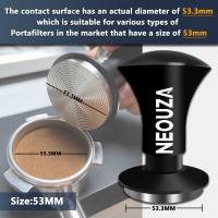 NEOUZA Espresso Tamper V2 49/51/53/58mm Dual Calibrated Spring Loaded for Coffee Machine Portafilter Anti Pressure Deflection Refined Handle Stainless Ripple Base
