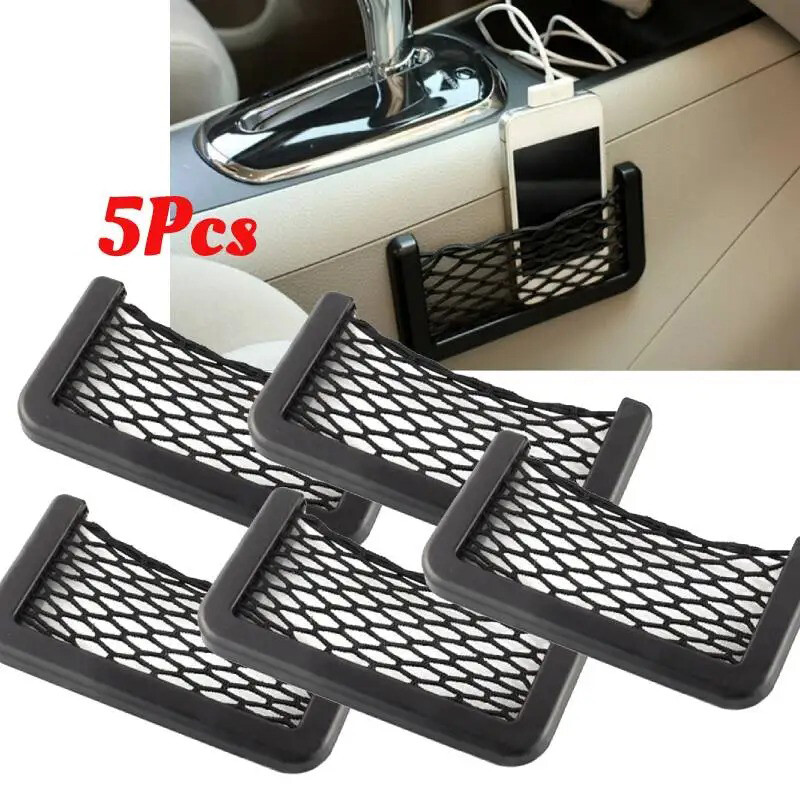 5 cái xe hơi phổ thông tổ chức lưới túi lưu trữ túi lưới giá để điện thoại di động túi lưới đa chức năng Phụ kiện Lưu trữ xe hơi