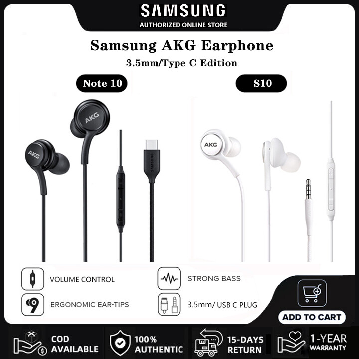 Samsung Earphones AKG Earphone Original Headset 3.5mm / Type C Edition Hi-Res Audio In-Ear Headphone 3-Button with Mic Volume Control for S10 S20 S21 S22 S23 Ultra Note10 ราคา 219 บาท*ส่งฟรี