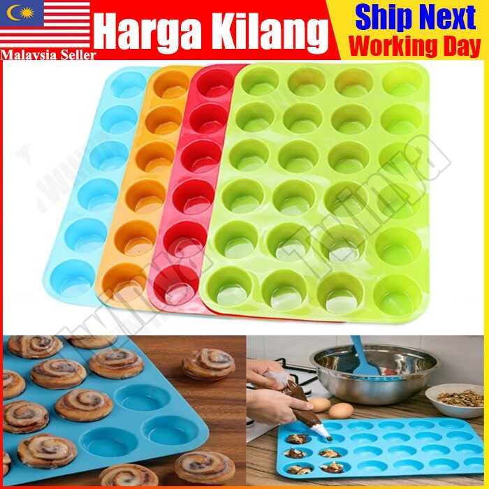 Silicone 24 Cake Pan 24 Cavity Holes Silicone Mold Mould Mini