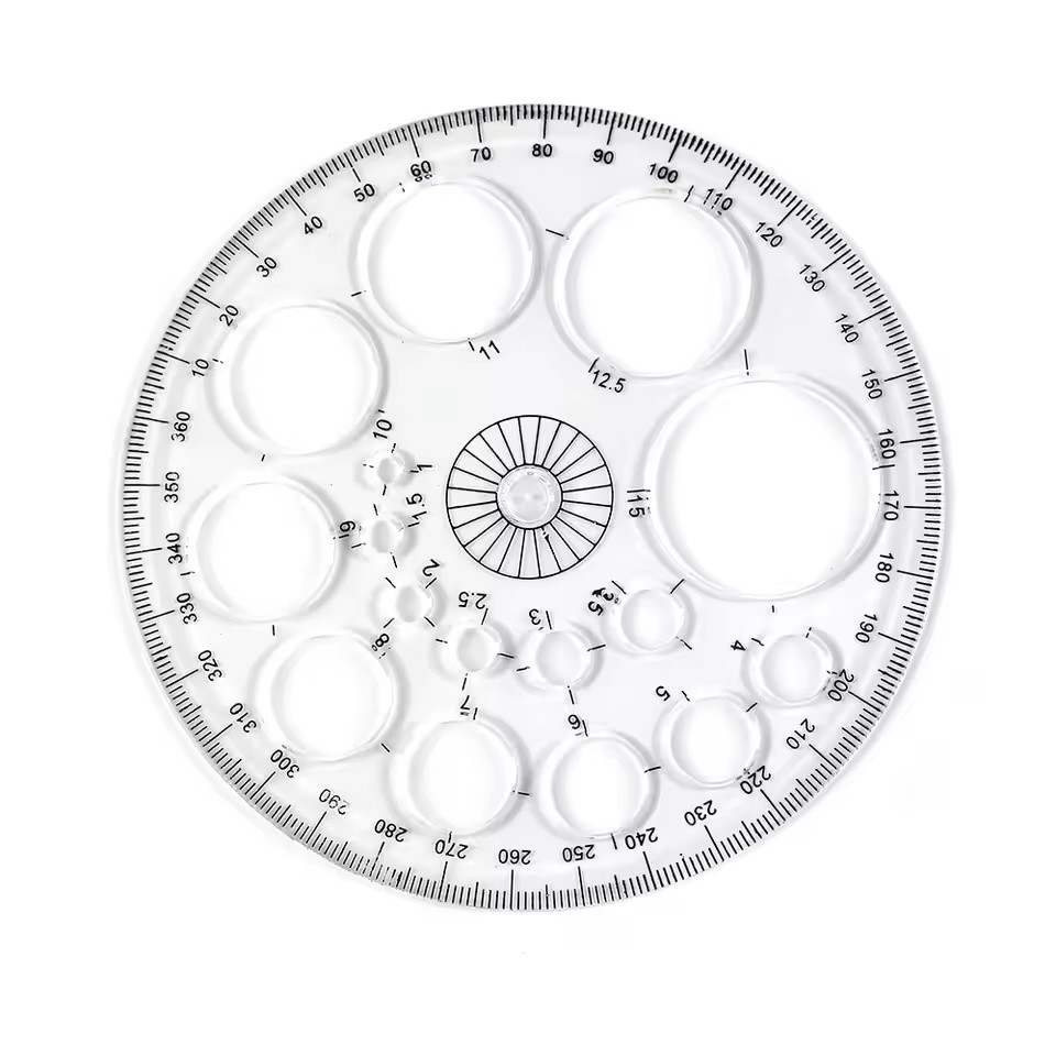 Polocat Multifunctional 360 Degree Protractor Ruler Drawing Circle Template Measuring Tool Math Geography Architectural Drafting Art Design Stationery