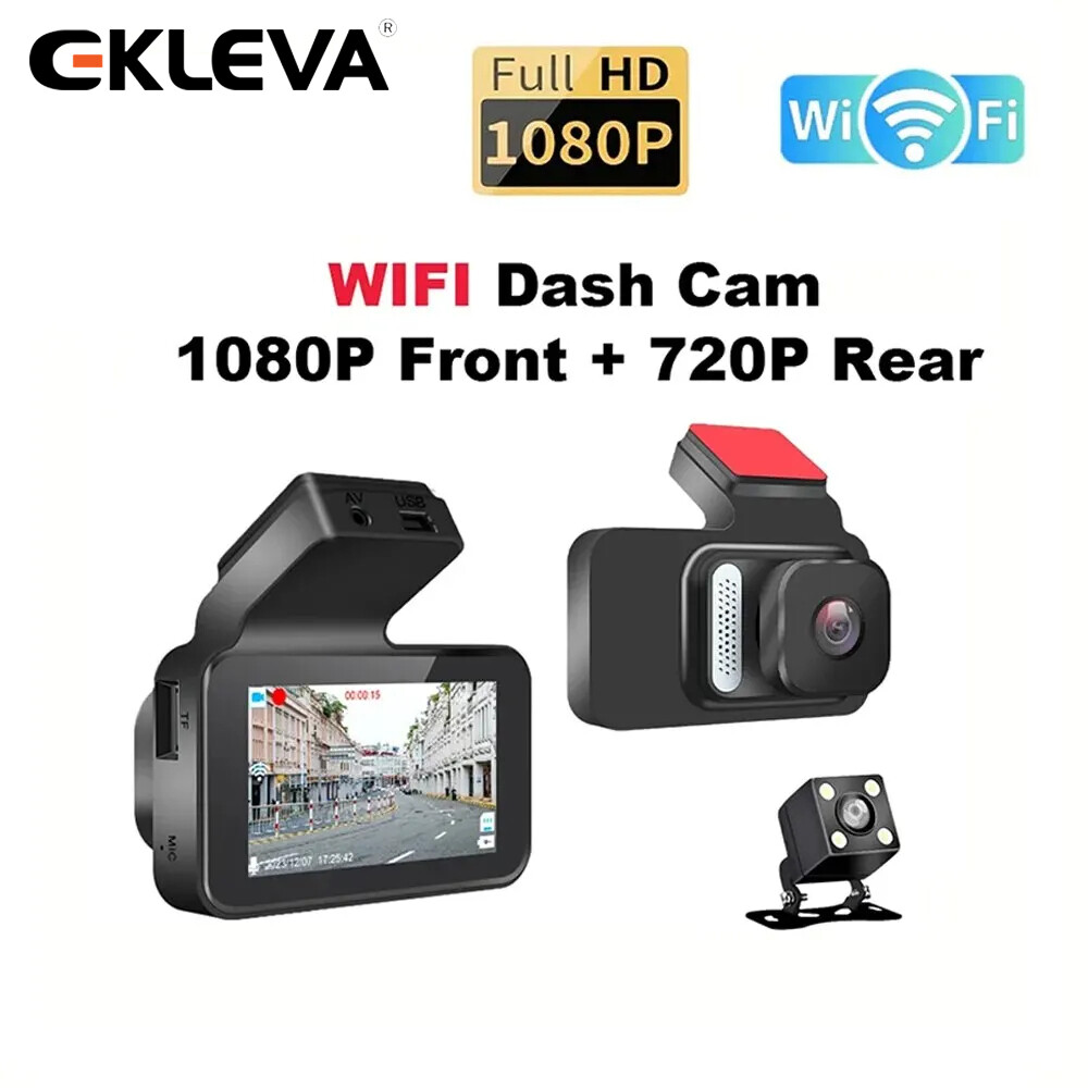  Ekleva 1080P Wifi Dash Cam Phía Trước Và camera phía sau DVR cho xe hơi Bãi Đậu Xe Giám Sát hộp đen xe nhìn trong đêm Điều Khiển Ghi Âm 