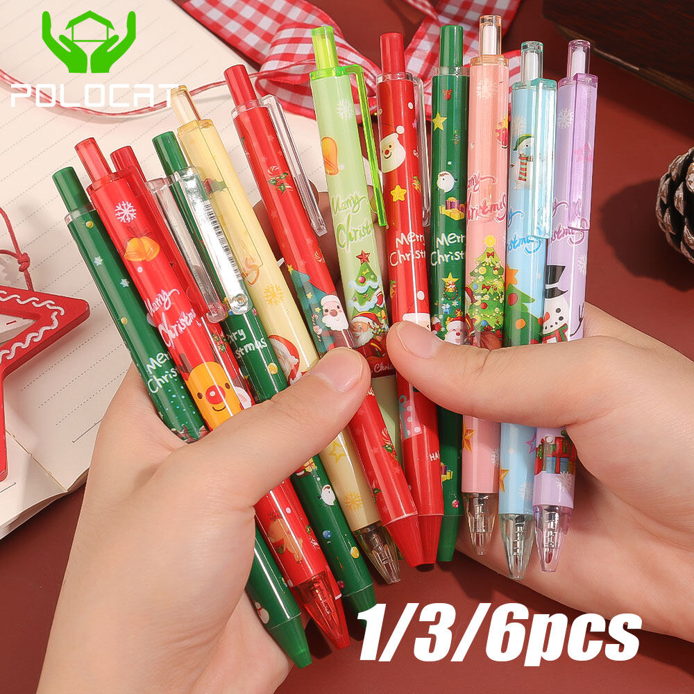  Polocat màu ngẫu nhiên giáng sinh vui vẻ Bút mực nước Báo Chí 0.5mm màu đỏ xanh lá cây bánh gừng Nam người tuyết dễ thương nai sừng tấm Santa Claus 
