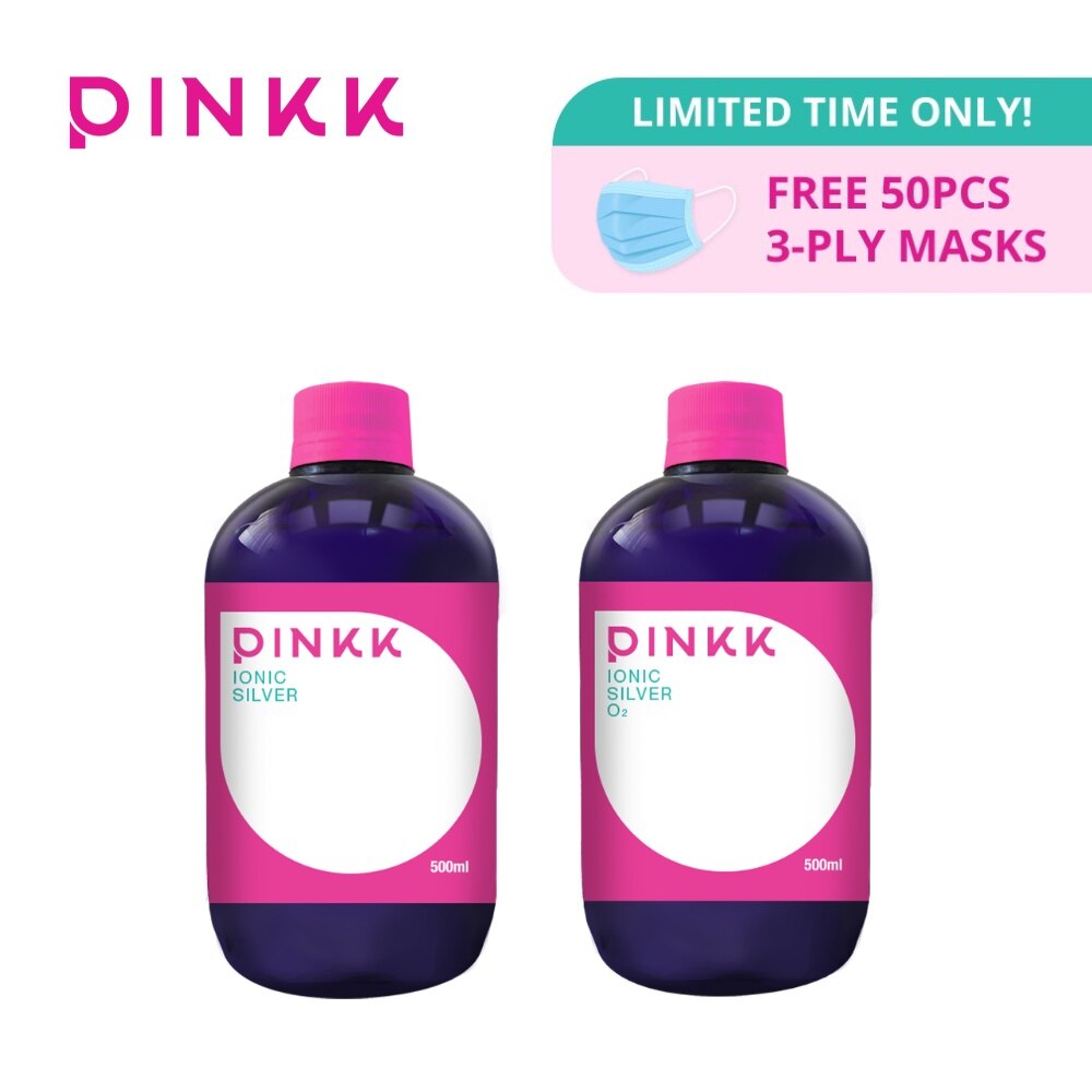 Gambar [FREE GIFT] Pinkk Ionic Silver (500ml) + Pinkk Ionic Silver O2 | HydroCell (500ml) | Silver Ion Technology, Stops Infection Rash Itch Eczema Wounds Flu Fever Sore Throat Cough Ulcer Cut Burn RSV HPV