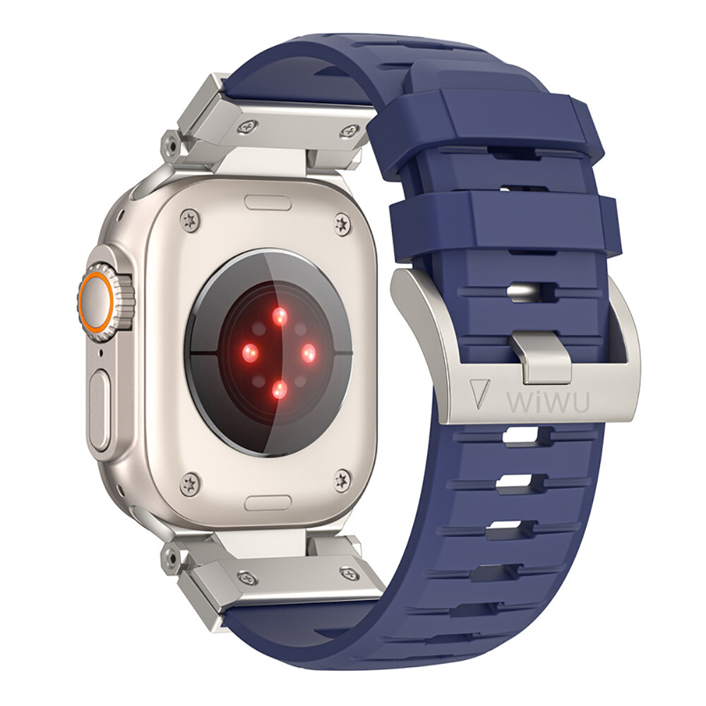 WIWU Fluororubber Rugged Band Compatible with Apple Watch Band 49mm 45mm 44mm 42mm Men Women Sport Strap with Stainless Steel Connectors for iWatch Ultra 2 Series SE 9 8 7 6 5 4 3 ราคา 681 บาท*ส่งฟรี