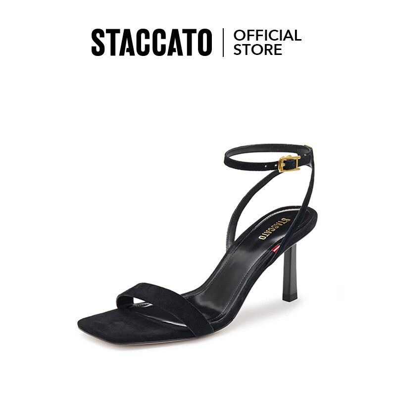 <Aura>Staccato Women's Strappy Stilettos Sandals Ankle Buckle Square Toe Dress Heels EBB45 ราคา 3,790 บาท*ส่งฟรี