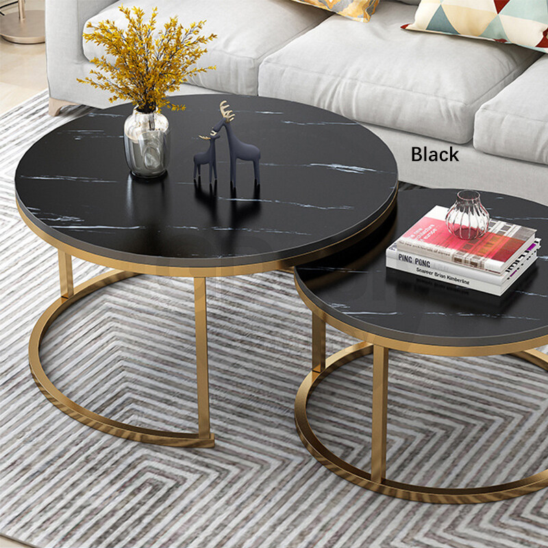Mizona Modern Round Shape Wooden Double, Round Shape Tea Table Design