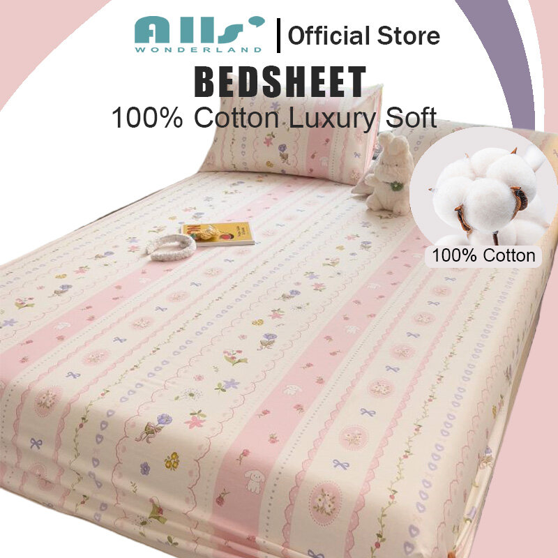 Alls' Wonderland 100% Cotton Fittedsheet 800TC Floral Fitted Bed Sheet Cartoon Dinosaur Bedsheet Queen King Size ราคา 253 บาท*ส่งฟรี