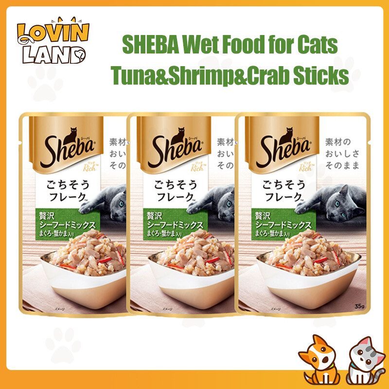 Sheba mèo thức ăn ướt-cá ngừ & cua dính hương vị pouch thức ăn ướt cho mèo