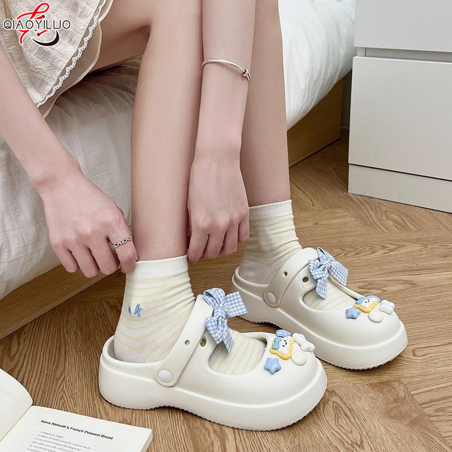 QiaoYiLuo New style hole shoes female thick bottom non