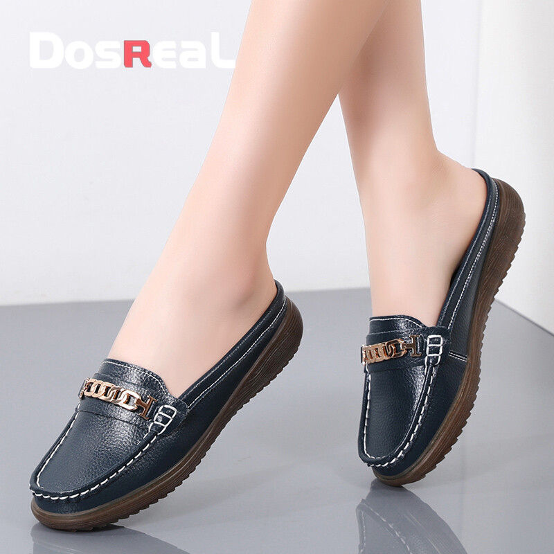 DOSREAL Women's Slip-ons Mules Black Half Shoes for Women Elegant Half Slippers Mules Shoes Large Size 35-44 Korean Style Easy Soft Shoes for Women ราคา 579 บาท*ส่งฟรี
