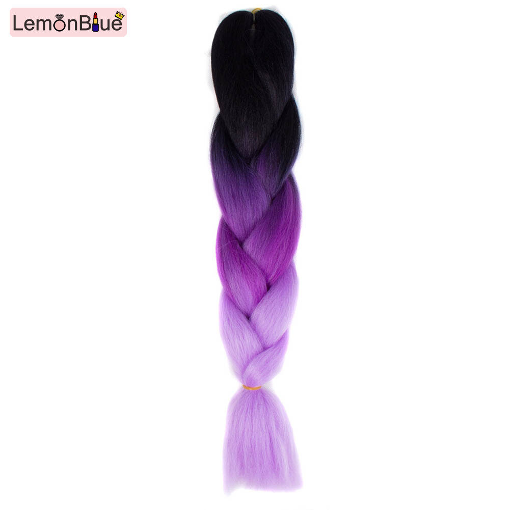 Gambar LemonBlue Fashion Women Wigs Sexy 60cm Long Braided Braid Ombre Color Cosplay Hair Wig For Ladies Girl Gifts 52