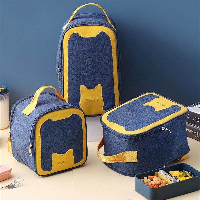 Gambar Office Worker Portable Lunch Bags Aluminum Foil Lining Food Thermal Handbags Children School Bring Meal Thermo Pack Accessories