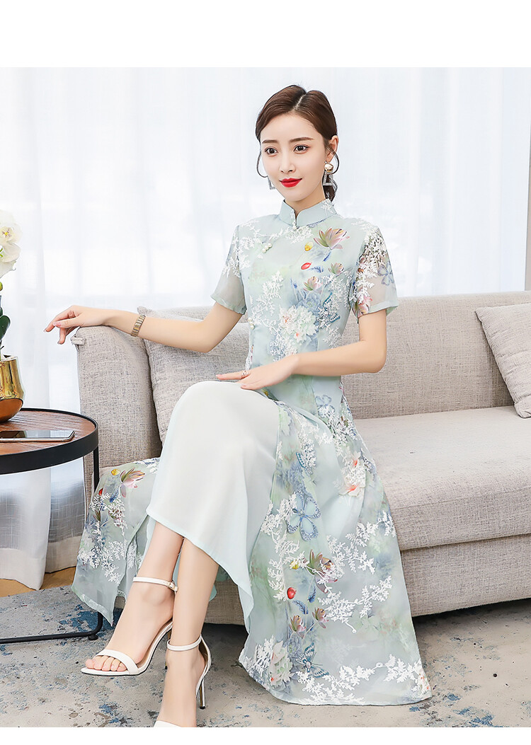 Peningkatan Cheongsam Musim Panas Baru Gadis Cina Fashion Style Slim Fit Tipis Panjang Lengan Pendek Gaun Lazada Indonesia