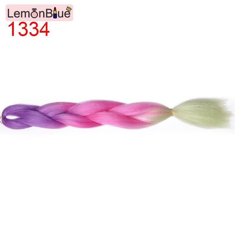 Gambar LemonBlue Three Tone Colors Crochet Hair Extensions Synthetic Braids Ombre Jumbo Braiding Hair Extension 1334