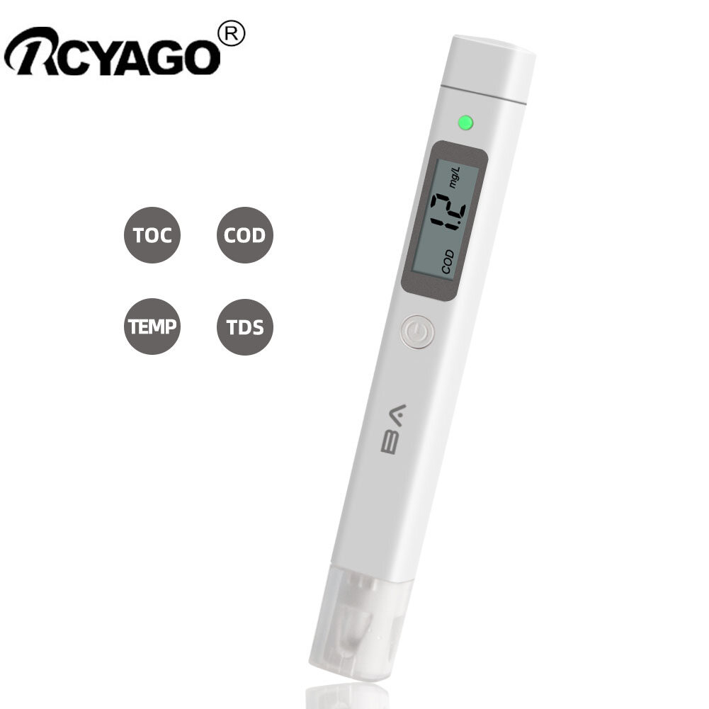 Rcyago máy đo toc/cod/temp/tds cầm tay 4 trong 1 máy đo chất lượng nước máy đo tds máy đo tổng lượng carbon hữu cơ cho thủy canh, bể bơi, bể cá