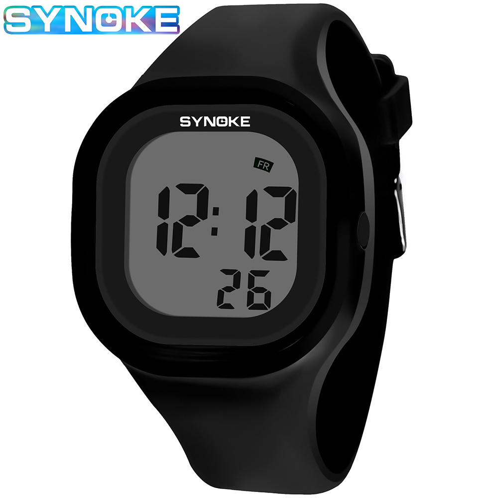 Synoke Mặt số lớn Đồng hồ kỹ thuật số giản dị dạ quang Đồng hồ nam không thấm nước chống sốc đồng hồ báo thức thể thao bé trai Cô Gái Đồng hồ sinh viên