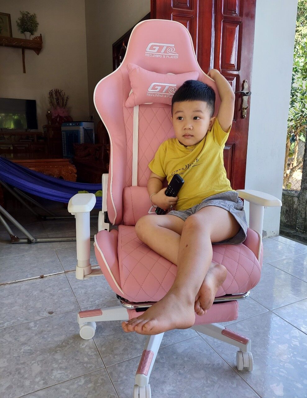 Ghế gaming, streamer màu hồng, da pu cao cấp, đem lại cảm giác thoải mái, hàng nhập khẩu