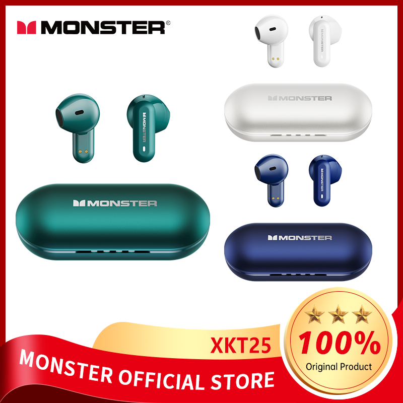 Monster XKT25 Wireless Bluetooth 5.4 Headphones TWS Hifi Stereo Earphones Game Headset Noise Reduction Sports Earbuds With Mic