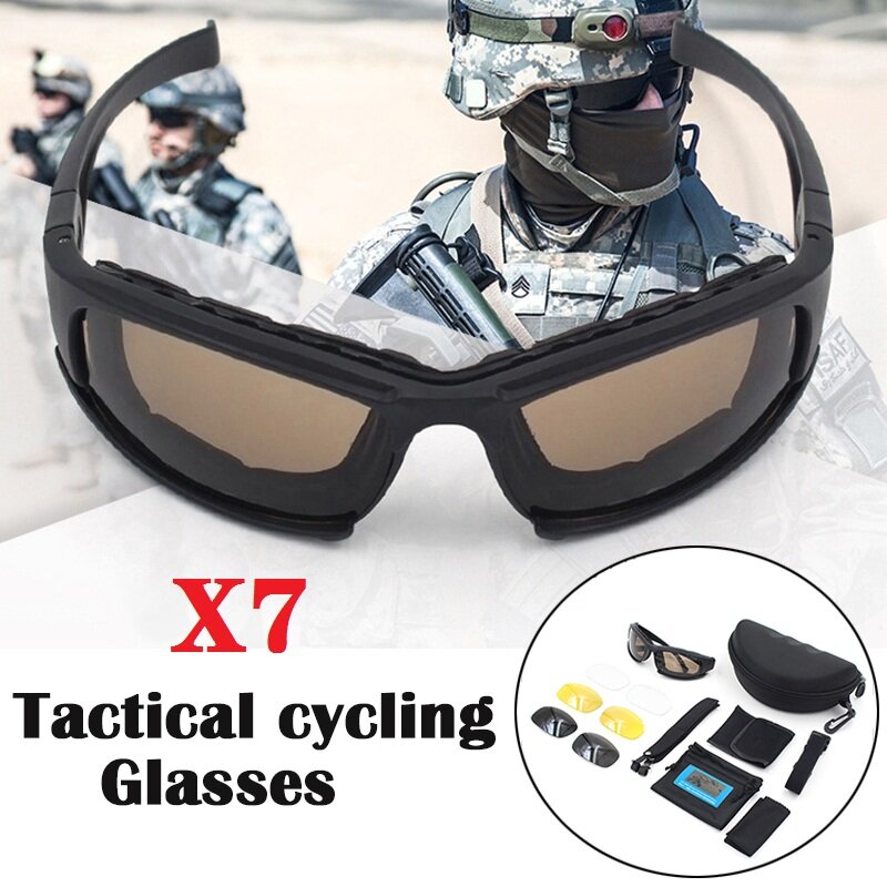 4 ống kính Daisy X7 Kính chiến thuật Kính Mắt Đi Xe đạp thể thao ngoài trời màu kính mát phân cực