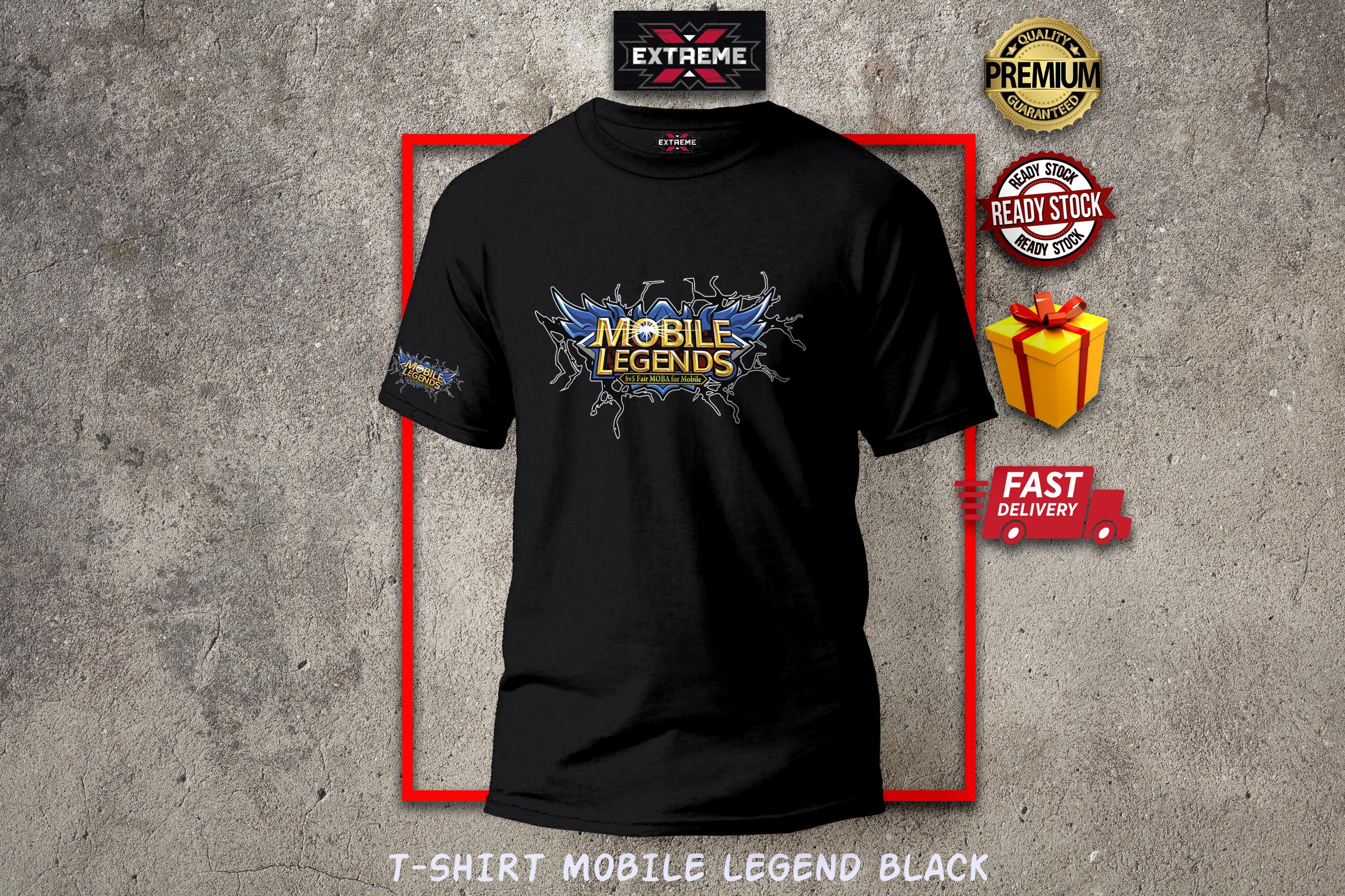 T恤毫升TMLV001棉160gsm圆领黑色 (手机传奇) Harga 28 Ringgit*Penghantaran Percuma