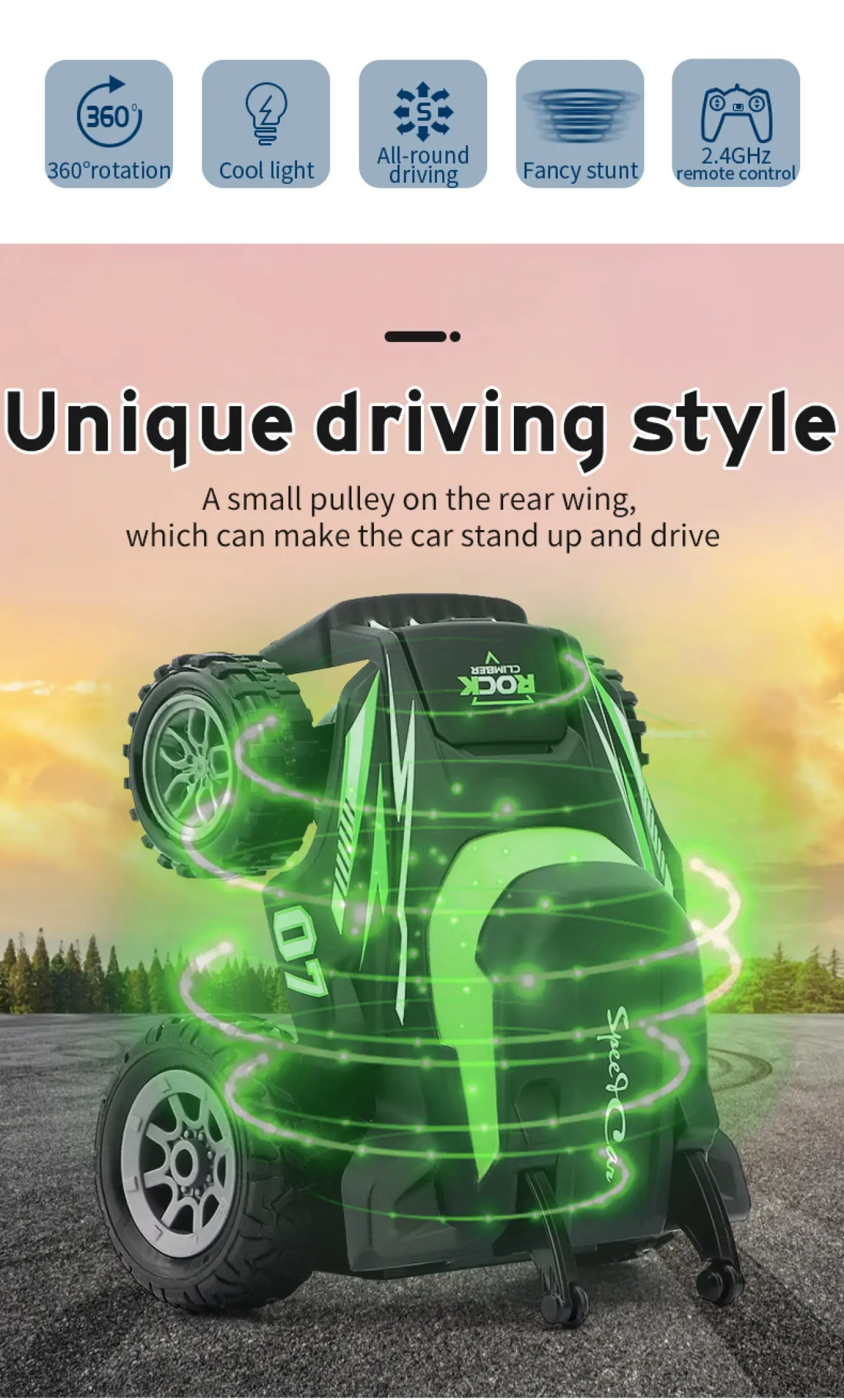 Bafada 2 4g Rc Mini Car Stunt Drift Deformation Buggy Roll Cars 360 Flip Robot Vehicle Models High Speed Car Toys Smart Watch Control Electric Stunt Vehicle Cool Gift Toys For Children