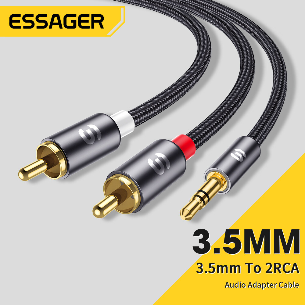 Essager cáp truyền âm thanh RCA Jack 3.5 Để 2 cáp RCA 3.5Mm Jack Để 2RCA Nam Splitter cáp AUX Cho TV