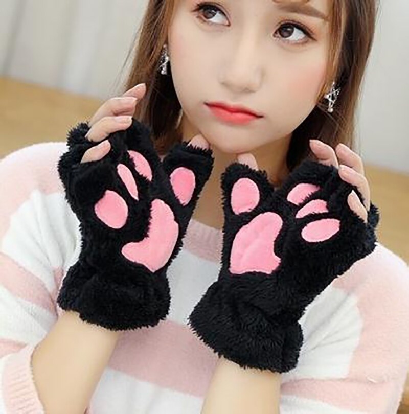 fingerless fluffy gloves