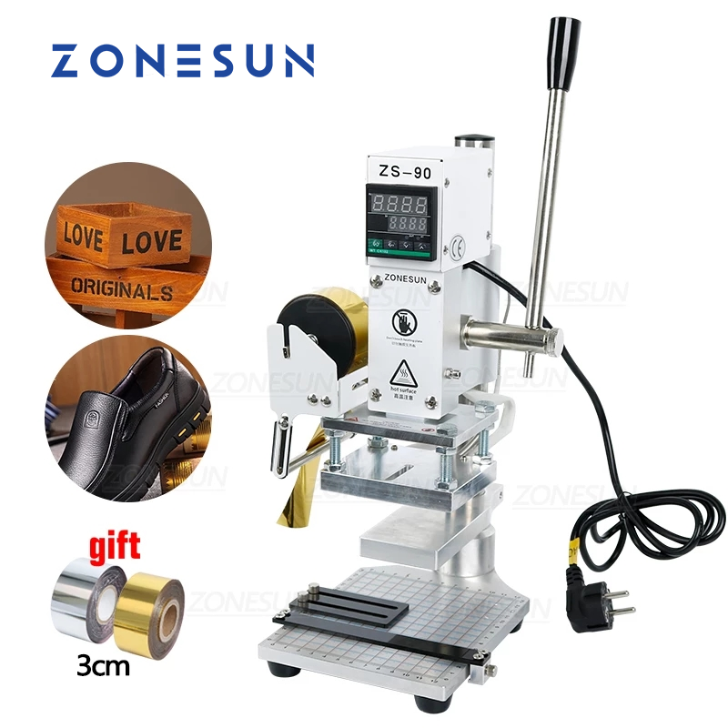 ZONESUN Two Work Plate Hot Foil Stamping Machine Manual Bronzing Machine for PVC Card leather and paper stamping machine ราคา 9,058 บาท*ส่งฟรี