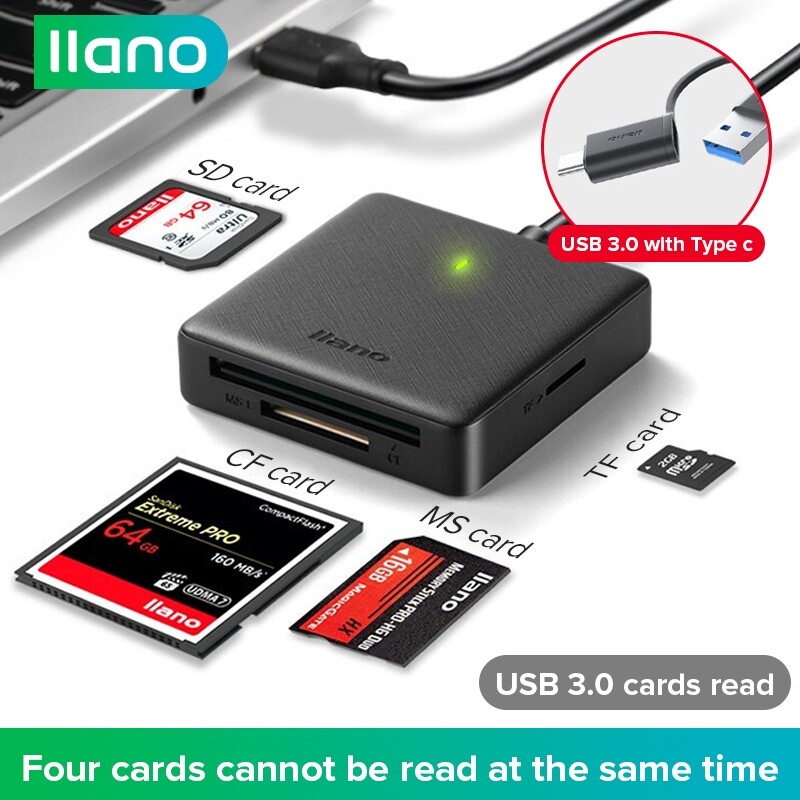 llano Đầu Đọc Thẻ USB 3.0 Đầu Đọc Thẻ Tốc Độ Cao Đa Chức Năng Hỗ Trợ Đầu Đọc Khe Cắm SD / Mirco SD TF/MS/Thẻ CF Thẻ Nhớ Đầu Đọc Không Ổ Đĩa Tất Cả Trong Một